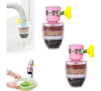 ISCBAFYX Paquete de 2 filtros de Agua de carbón mágico - Grifo de carbón de 6 para Fregadero de Cocina Se Adapta a grifos de 1/2" a 3/4" Fácil instalación Solución Pura Rosa