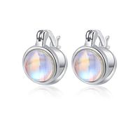 ISCBAFYX Pendientes de Clip de Plata de Ley con Piedra Lunar, delicadas Piedras Preciosas para Mujeres y niñas