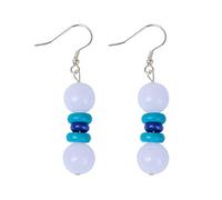 ISCBAFYX Pendientes para niñas, Pendientes para Mujer S925 Pendientes de Estilo étnico de lapislázuli Hechos a Mano Pendientes de Jade blancoComo se Muestra, 925