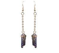 ISCBAFYX Pendientes sinuosos Reales Cristal de Oreja Pendientes de Cuarzo creativos Multicolores Hechos a Mano Cuarzo Amatista Cristal Colgante Natural Piedra Pendientes en Forma de Gota Aros para