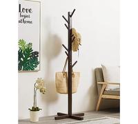 ISCBAFYX Perchero con 8 Ganchos Organizador de Entrada de Madera Independiente para Abrigos Sombreros Bufandas C Bolsos Capacidad de 60 kg (Negro)