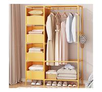 ISCBAFYX Perchero Perchero Independiente con Estantes Industrial con 5 Estantes Y Ganchos 1 Barra Transversal Superior Perchero Pequeño Organizador De Armario (Color: Amarillo, Tamaño: 105 * 45 * 17