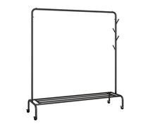 ISCBAFYX Perchero portátil con Ruedas, Ganchos Laterales y Estante de Almacenamiento, Perchero Resistente para Dormitorio y Cuarto de Lavado, soporta hasta 80 kg