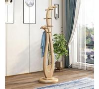ISCBAFYX Perchero Vintage de Madera Maciza Pipa, Soporte de Suelo de Estilo Chino con múltiples Ganchos, Elegante Percha para Entrada y Dormitorio, decoración artística del hogar (Natural, 14,9