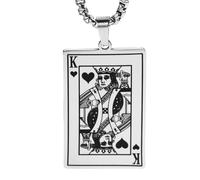 ISCBAFYX Poker Ace of Spades & King of Hearts Colgante Collar de Acero Chapado joyería de Moda