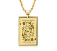 ISCBAFYX Poker Ace of Spades & King of Hearts Colgante Collar de Acero Chapado joyería de Moda