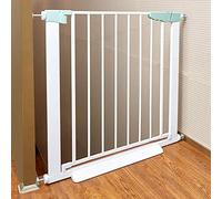 ISCBAFYX Puerta de seguridad ajustable para bebés, puerta de escalera para valla para perros y gatos, puerta de metal de seguridad extensible con extensiones separadas, se adapta a espacios entre 75 y