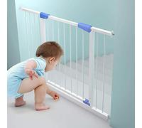 ISCBAFYX Puerta para bebés, puerta y puerta para escaleras, puerta para mascotas con cierre automático, puerta para perros expandible de metal con soporte a presión para escaleras, puertas, barandilla