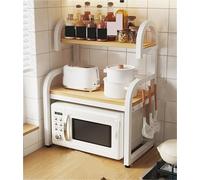 ISCBAFYX Rejilla para Horno microondas de 2 Niveles: Estante para encimera de Cocina Que Ahorra Espacio con portavasos Acabado en Madera Natural Solución de Almacenamiento Elegante de 60 cm para