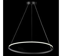 ISCBAFYX Soporte de luz Circular LED Colgante de Metal acrílico suspendido lámpara Ajustable Isla Colgante lámpara para Sala de Estar, Cocina, Dormitorio, Negro+atenuación Continua, 31.5 in 50 W