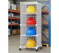 ISCBAFYX Soporte para Casco de Taller con Rueda, Estante de Almacenamiento para Casco de Motocicleta de Gran Capacidad, Colgador de Sombrero de Seguridad para construcción, Soporte para Casco de