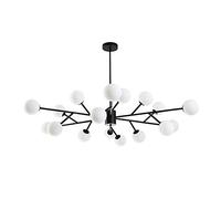 ISCBAFYX Sputnik Candelabro Candelabro Dorado Mediados de Siglo Iluminación Colgante Pintura Luz de Techo Esmerilada para Cocina Comedor Sala de Estar,Negro,18 Luces