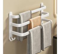 ISCBAFYX Toallero Autoadhesivo, Estante de Montaje en Pared de 3 Niveles con Ganchos, baño sin perforación, Almacenamiento para baño y Cocina, Estante para Invitados