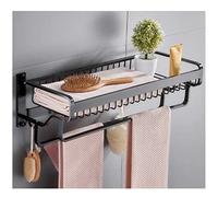 ISCBAFYX Toallero Toallero de baño, Toallero montado en la Pared, Barra Doble Gruesa de Aluminio, Doble Capa, baño, Cocina, Estante Multifuncional, Muebles de baño (Color: Nero, Tamaño: 40 cm)