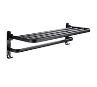 ISCBAFYX Toallero Toallero Toallero de baño Toallero montado en la Pared Espacio Aluminio Plegable Estante de Toalla Negro Toallero de baño Accesorios de baño Muebles de baño (Color: Nero Tamaño