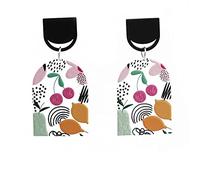 ISCBAFYX TXCLTS 1 par de Pendientes acrílicos de Primavera con Pintura al óleo Estilo de impresión 3D Estilo Festivo Pendientes de Malla roja de Color Caramelo