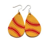 ISCBAFYX TXCLTS Pendientes de Cuero de PU de fútbol Pendientes de Lentejuelas de Hoja para Mujer Accesorios de joyería de Personalidad de