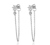ISCBAFYX TXCLTS S925 Pendientes de Plata de Ley con circonita para Mujer, Bonitos Pendientes con Forma de Tortuga Dorada, Estrella, Luna, joyería de, Regalo de cumpleaños, Pendiente con Clip