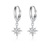 ISCBAFYX TXCLTS S925 Pendientes de Plata de Ley con circonita para Mujer, Bonitos Pendientes con Forma de Tortuga Dorada, Estrella, Luna, joyería de, Regalo de cumpleaños, Pendiente con Clip