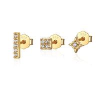 ISCBAFYX TXCLTS S925 Pendientes de Plata de Ley con circonita para Mujer, Bonitos Pendientes con Forma de Tortuga Dorada, Estrella, Luna, joyería de, Regalo de cumpleaños, Pendiente con Clip