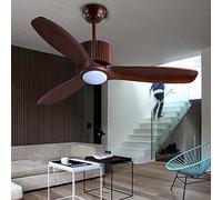 ISCBAFYX Ventilador De Techo Vidrio Fresco/Madera/Redondo Adecuado para Led, 1 X 60 W/Iluminación Interior/Lámpara/Luz/Salón/Dormitorio/Cocina (Edición: -130 Cm), Control Remoto