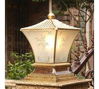 ISCBAFYX Villa Exterior Lámpara De Pilar De Cobre Completo Al Aire Libre Al Aire Libre Luz De Poste De Vidrio Europeo Patio Creativo Iluminación De Columna Lámpara De Pedestal De Jardín Iluminación De