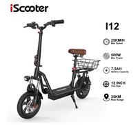 ISCooter i12 Scooter eléctrico plegable para adultos con asiento E-Scooter 25 KM/H Patinete eléctrico 500W patinetas Kickboard iScooter i12