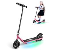 iScooter IK3 Patinete Electrico para Niños de 6 a 12 Años,6" Patinete Electrico Niño con Freno Electrónico por Gatillo,Freno Trasero de Pie,Luces LED Coloridas,Pantalla LED,5/10/16 km/h,Rosa