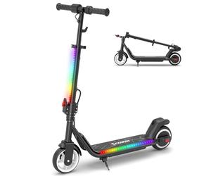 iScooter IK3MAX - Patinete eléctrico Infantil de 6,5 Pulgadas, Plegable, para 8-15 años, velocidades 8/13/19 km/h, autonomía de 13 km, Luces LED Coloridas, Bluetooth, bocina, Manillar Ajustable