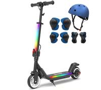 iScooter IK3MAX Patinete Eléctrico Niños 6,5" Plegable,para 8-15 Años,Velocidad 8/13/19 km/h,Autonomía 13km,Pantalla LED,Luces De Colores,Bluetooth,Claxon,Manillar Ajustable con Casco