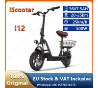IScooter-patinete eléctrico i12 para adulto, Scooter ligero plegable de 500W, 25 KM/H, alcance 500W 36V7.5Ah Black