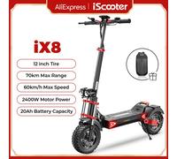 IScooter-patinete eléctrico iX8 de 12 pulgadas, Scooter todoterreno de doble Motor, 2400W, 20Ah, 60
