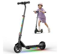 iScooter Patinete eléctrico para niños de 6 a 12 años, Motor de 150 W, 8/13/19 km/h, Altura Ajustable de 82 - 100 cm, Patinete eléctrico para niños con neumáticos de 6,0 Pulgadas, Luces de arcoíris