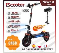 IScooter-patinete eléctrico plegable iX5S, 11 pulgadas, 48V, 15Ah, 1000W, 65km de alcance, 45 km/h, todoterreno, doble suspensión ix5s+Seats