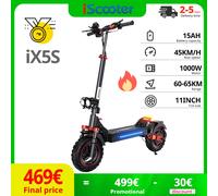 IScooter-patinete eléctrico todoterreno iX5S, 11 pulgadas, batería de 48V y 15Ah, Motor de 1000W, rango de 60-65KM, doble suspensión ix5s