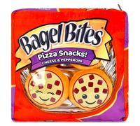 iscream Bagel Bites - Juego de almohadas de queso y pepperoni de 12 x 12 pulgadas con mini almohadas de bagel