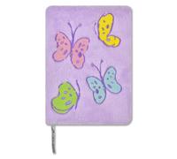 iscream Diario bordado de piel afelpada con páginas rayadas, 8.5 pulgadas, mariposas brillantes