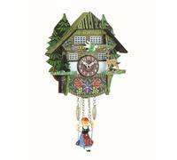 ISDD Kuckulino Black Forest TU 2023 PQ - Reloj en miniatura con movimiento de cuarzo y llamada del cucú, diseño "Casa de la selva negra" multicolor, batería incluida