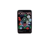 ISDI Set de póker Caja de Metal, 100 fichas de póker, 2 Cubiertas, botón de repartidor, ciega pequeña, Gran ciega, tapete de Juego (c)