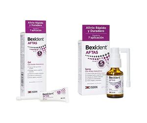 Isdin Bexident Aftas Gel con Ácido Hialurónico, Aftas Llagas Bucales, Alivio Rápido y Duradero desde la primera aplicacion 1 x 8ml & Isdin Aftas Spray con Ácido Hialurónico