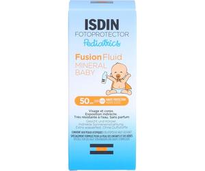 ISDIN Pediatrics Fusion Fluid Mineral Baby LSF 50 mineralische Sonnencreme für Kinder und Babys, 50 ml Crema
