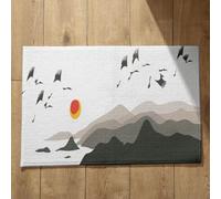 Isdreem Alfombra Antideslizante para Pedales Felpudos Entrada Casa Personalizados Pintura Paisaje con Tinta Estilo Chino Fina Secado Rápido, 45x75Cm