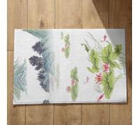 Isdreem Alfombra Cocina Antideslizante Felpudo Irse Pintura Paisaje con Tinta Estilo Chino Atrapapolvo Entrada Casa Originales Y Divertidos Superficie Franela Suave, 40x60Cm