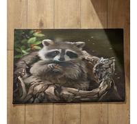 Isdreem Alfombra De Baã O Antideslizante Felpudos Exteriores Mapache Lindo Alfombra Que Absorbe El Agua Felpudo Entrada Casa Personalizado Familiar, 45x75cm