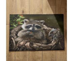 Isdreem Alfombra De Baã O Antideslizante Felpudos Exteriores Mapache Lindo Alfombra Que Absorbe El Agua Felpudo Entrada Casa Personalizado Familiar, 45x75cm