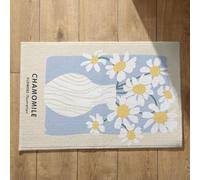 Isdreem Alfombra para Puerta Felpudo Entrada Casa Personalizado Flores Artísticas Dibujadas Mano Baño Pequeña Antideslizante Salir La Ducha Irse Superficie Franela Suave, 50x80Cm