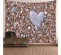 Isdreem Papel Tapiz Tapices de Pared Paisajes Piedras En Forma Corazón Para Sala Con Marrón Gris Decoraciones Artísticas Tela Colgar 260x240cm