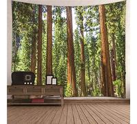 Isdreem Tapiz de Suelo Para Piscinas Rectangulares Bosque Tela Grande Papel Cocina Decorado Verde Marrón Decoraciones Artísticas Colgar En Pared 200x150cm