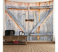 Isdreem Tapiz Juvenil Tapices Pared Grandes Puerta Madera Mal Estado Papel 3D Dormitorio Infantil Gris Decoraciones Artísticas Tela Para Colgar 300x250cm