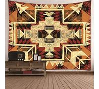 Isdreem Tapiz Suelo Pared 3D Dormitorio Patrón Geométrico Vintage Con Temática Tribal Jardin Papel Habitacion Marrón Amarillo Decoraciones Artísticas de Colgar En 300x250cm